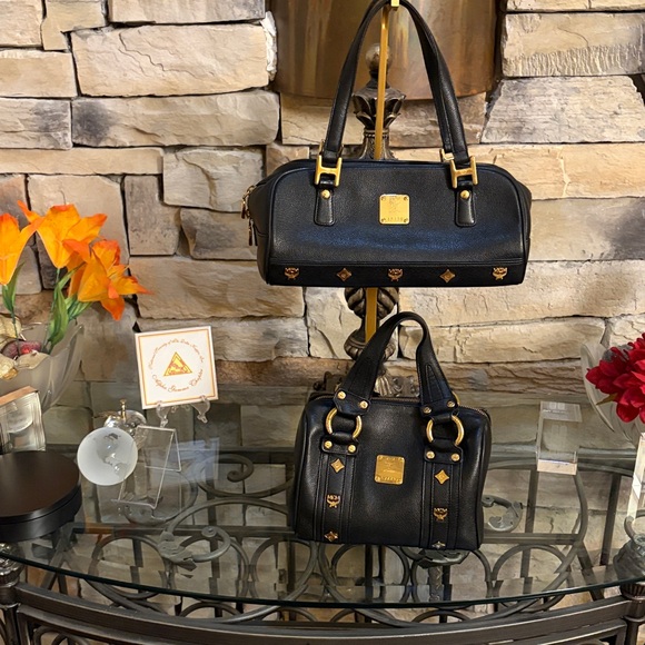 MCM Black Bags (2) with Gold Plate - Picture 1 of 14